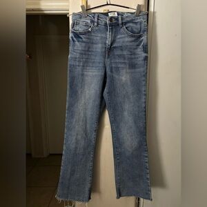 Excellent condition Kensie vintage high rise flare, with raw hem Jeans, Size 2